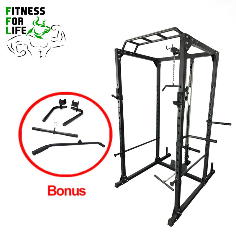 Load image into Gallery viewer, Power Rack Lat Pulldown Bundle (Rubber plates)