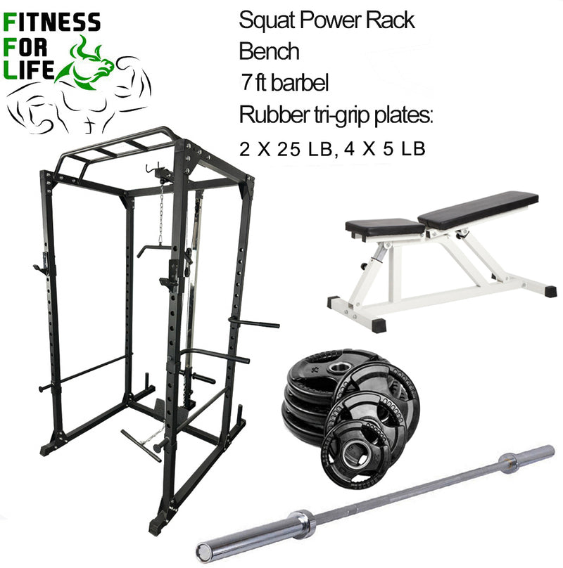 Load image into Gallery viewer, Power Rack Lat Pulldown Bundle (Rubber plates)