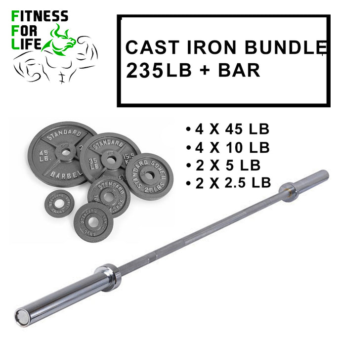 235 lb Iron Cast Plates Bundle + bar