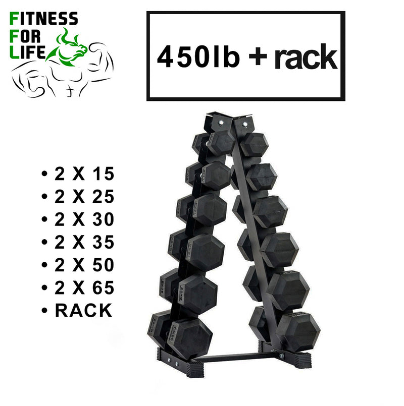 Load image into Gallery viewer, 440 lb HEX Dumbbells set + Rack
