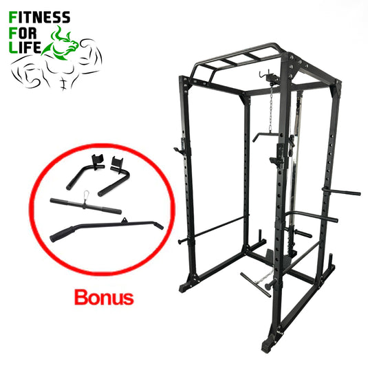 Power Rack Cage With Lat Pulldown