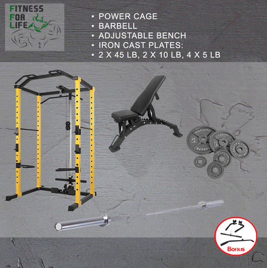 Power Rack + Pulley Bundle (Metal plates)