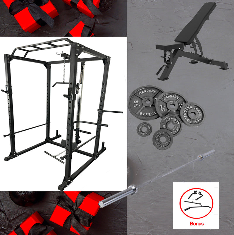 Load image into Gallery viewer, Power Rack Lat Pulldown Bundle (Metal plates) *** Black Friday Special ***
