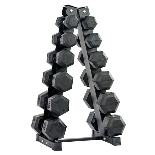 380 lb HEX dumbbells set + rack ***(45-60 lb Back Order)***